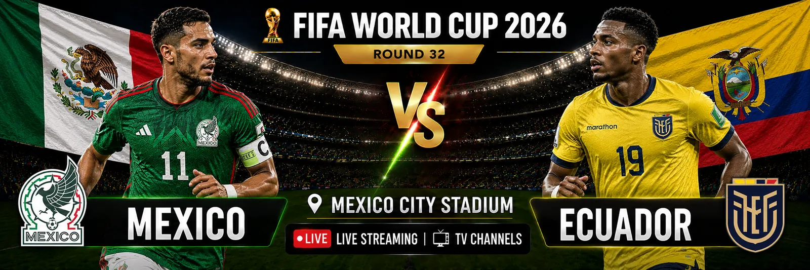 Mexico and Ecuador before their World Cup 2026 Round of 32 match