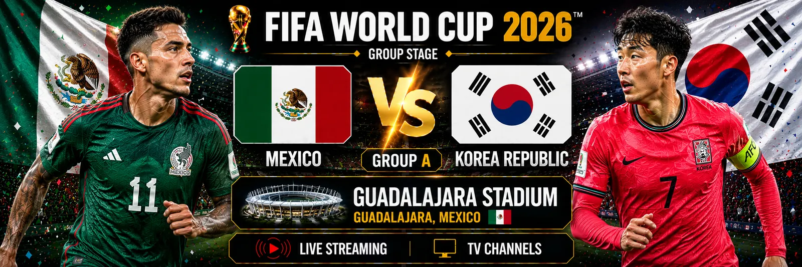 Mexico and Korea Republic before their World Cup 2026 Group A match