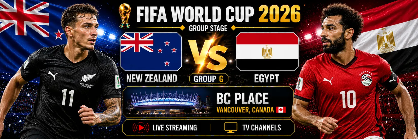 New Zealand and Egypt before their World Cup 2026 Group G match