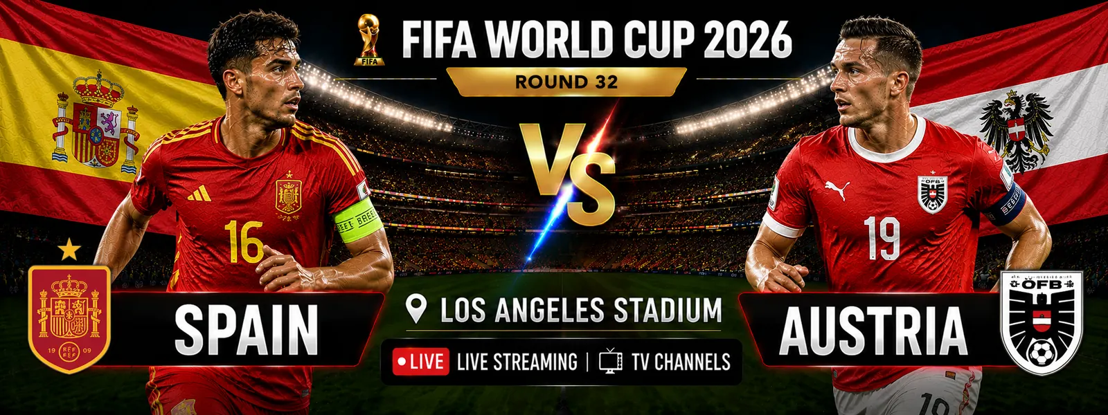 Spain and Austria before their World Cup 2026 Round of 32 match
